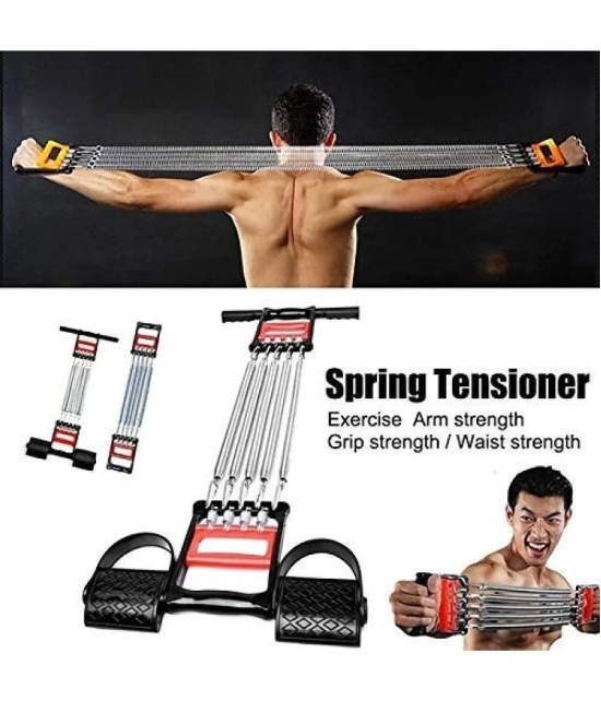 Chest Expander, Pull Spring Inbuilt Hand Gripper Tummy Trimmer Exerciser with 5 Springs, Pack of 1 - Multi Color