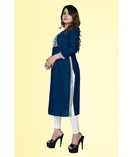 haya fashion - Blue Rayon Women's Straight Kurti ( Pack of 1 ) - None