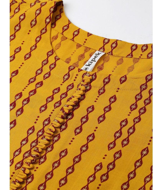 KIPEK - Mustard Rayon Womens Straight Kurti ( Pack of 1 ) - None