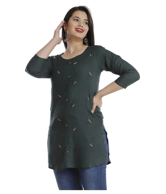 JC4U - Green Viscose Womens Straight Kurti - XL