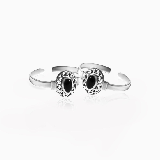 Oxidised Silver Black Tribal Toe Ring