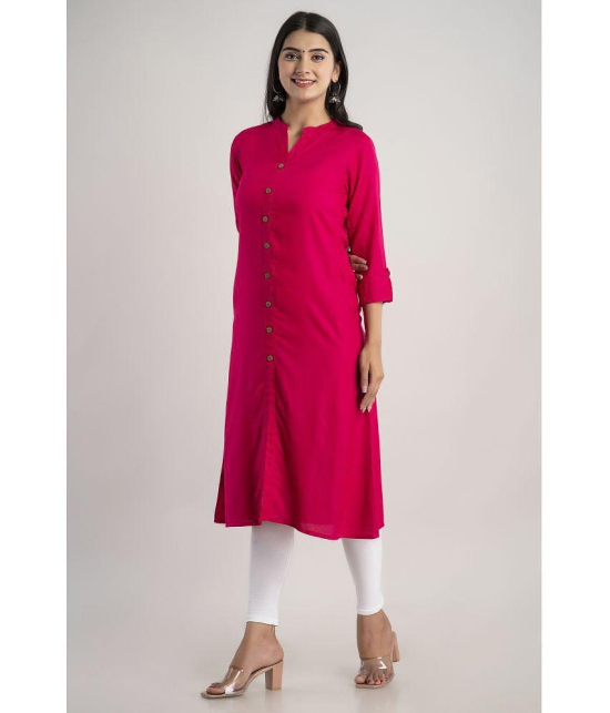 MAUKA - Pink Rayon Womens Front Slit Kurti ( Pack of 1 ) - None