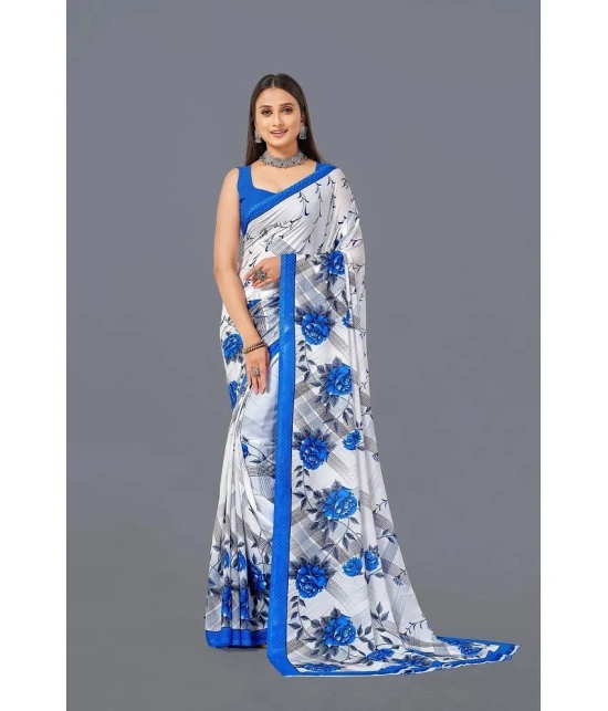 LEELAVATI - White Georgette Saree With Blouse Piece ( Pack of 1 ) - White