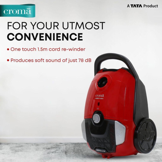 Croma 1600 Watts Dry Vacuum Cleaner (3.5 Litres Tank, Red)