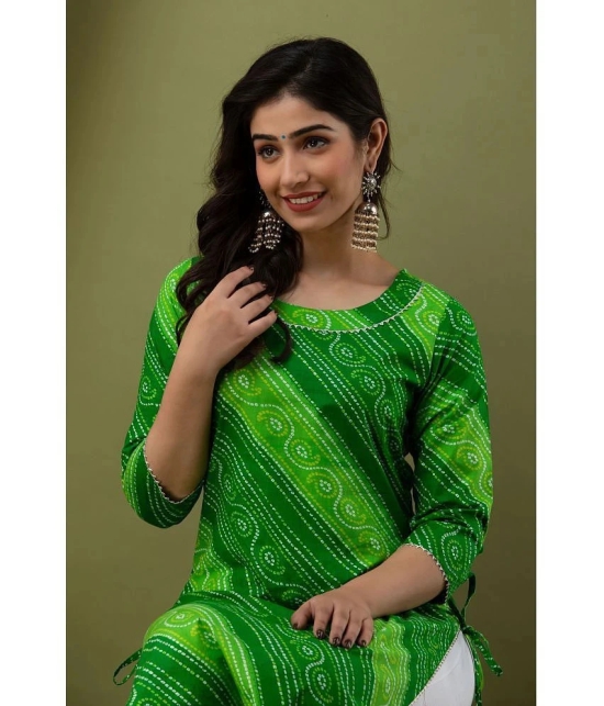 Lee Moda - Green Cotton Womens Straight Kurti ( Pack of 1 ) - XXL