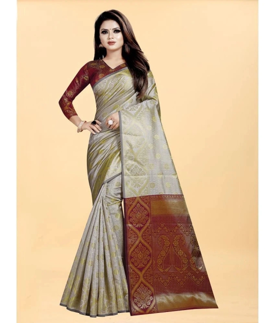 Gazal Fashions - Cream Banarasi Silk Saree With Blouse Piece ( Pack of 1 ) - Cream