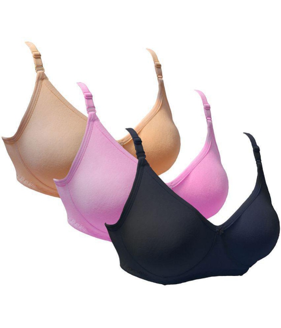 Tkeshto Cotton Everyday Bra - Multi Color Pack of 3 - 36