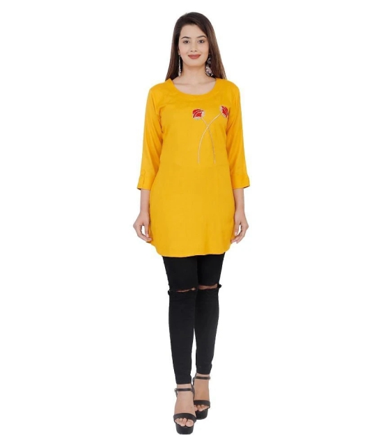 HIGHLIGHT FASHION EXPORT - Yellow Rayon Womens Straight Kurti - XXL