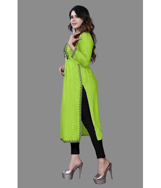 haya fashion - Lime Green Rayon Women's Straight Kurti ( Pack of 1 ) - None