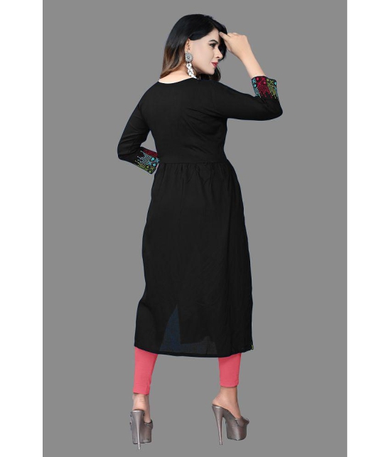 HAYA - Black Rayon Women''s Straight Kurti ( Pack of 1 ) - None