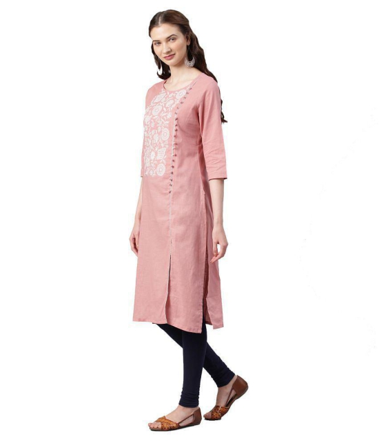 Alena - Peach Cotton Women's Straight Kurti - XL