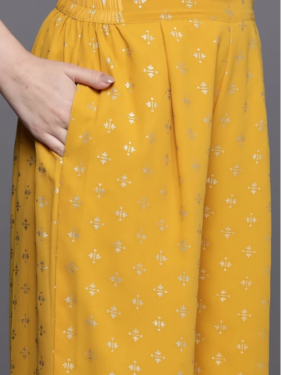 Floral Pleated Tie-Up Neck Kurti with Palazzos