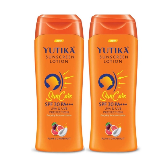 Yuthika Sunscreen Lotion SPF 30 PA+++ with UVA & UVB Protection, Sun Cream for All Skin Types - 300ml Pack of 2