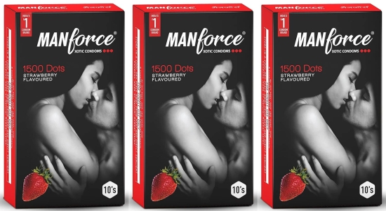 MANFORCE Strawberry ( Set of 3) Condom (Set of 3 30 Sheets)