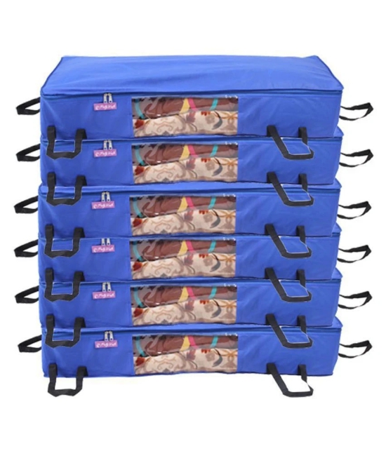 Prettykrafts Long Underbed Storage Bag, Storage Organizer, Blanket Cover with Side Handles (Set of 6 pcs)