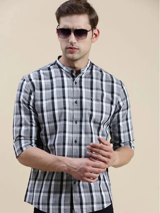 Showoff Cotton Blend Regular Fit Checks Full Sleeves Mens Casual Shirt - Grey ( Pack of 1 ) - None