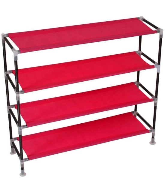 PrettyKrafts Metal 4 Tier Shoe Rack Red