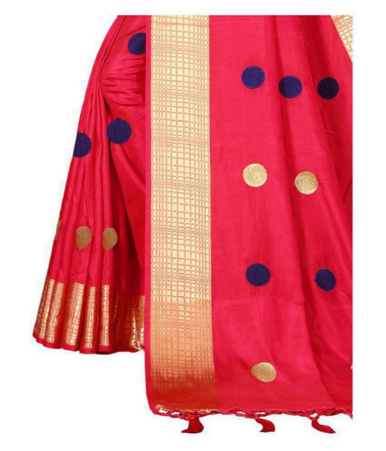 offline selection - Red Jacquard Saree With Blouse Piece (Pack of 1)