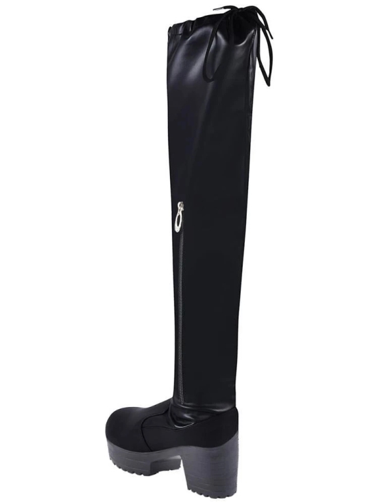 Shoetopia Black Womens Knee Length Boots - None