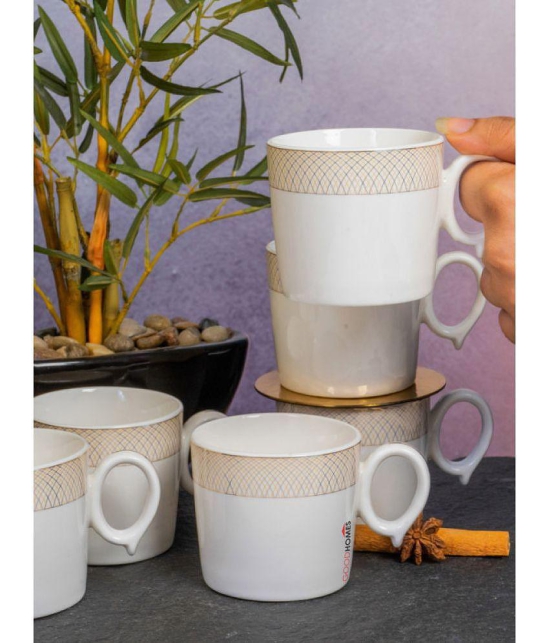 GoodHomes - Porcelain Single Walled Coffee Cup 160 ml ( Pack of 6 ) - White