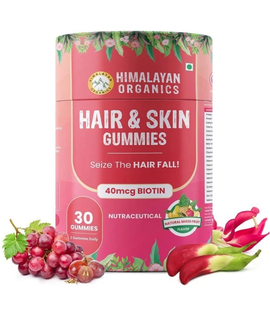 Himalayan Organics Hair & Skin Gummies 40 mcg Biotin For Hair Growth & Glowing Skin (30 Gummies)