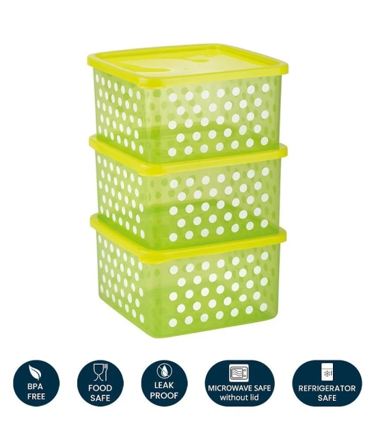 HOMETALES Plastic Multi-Purpose Food Container, 1000ml Each, Green, (3U) - Green