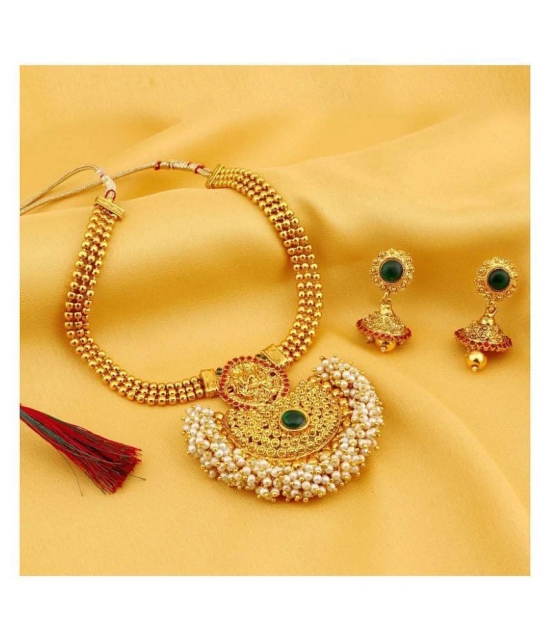 Sukkhi Alloy Golden Collar Traditional 18kt Gold Plated Necklaces Set - Golden