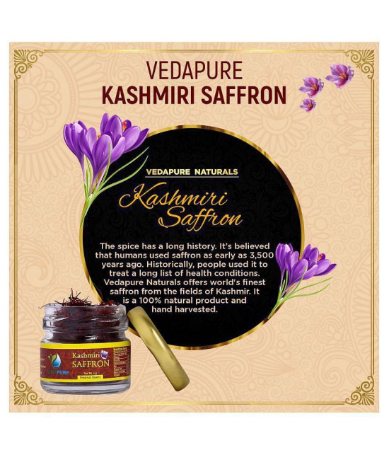 Vedapure Finest A++ Grade Original Kashmiri Saffron/Kesar For Pregnant Women, Skin 1 Gram- (Pack of 1)