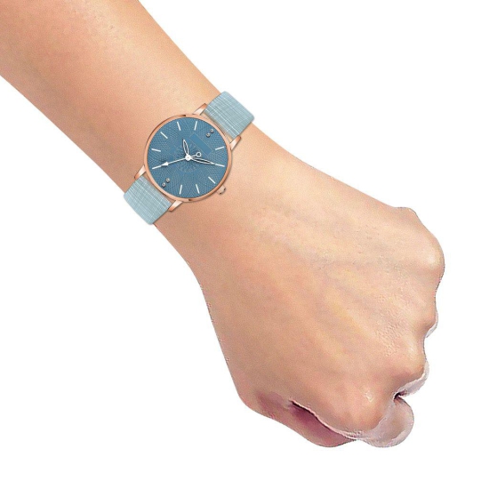 Loretta MT-316 Blue Leather Belt Slim Dial Women & Girls Watch