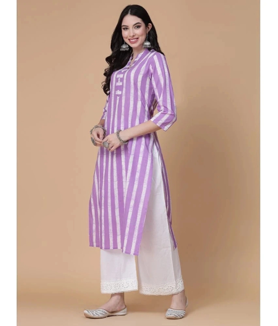 GOD BLESS Cotton Striped Straight Womens Kurti - Purple ( Pack of 1 ) - None