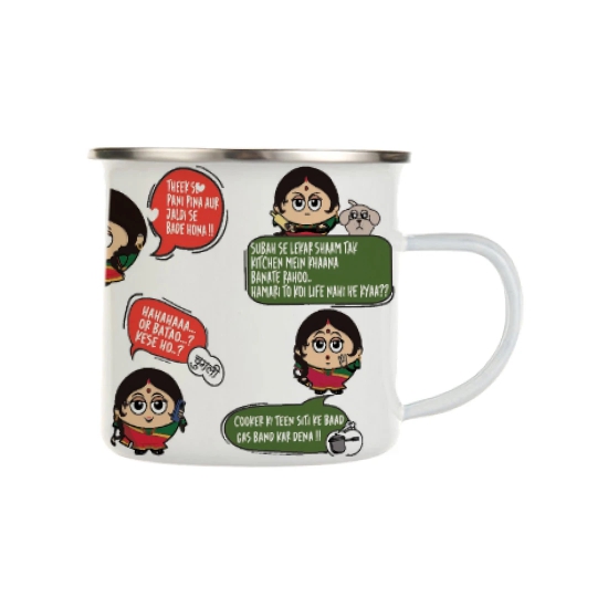 Indigifts Enamel Mug 250 ML|Unbreakable Coffee, Tea Cup|Mom Quotes Print|Safe For Kids|Drinking Tea Cup For Outdoor & Indoor|Idol Gift for Mother, Mom|WHITE|