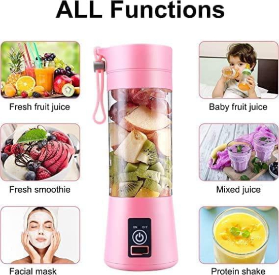 Portable USB Juicer Electric USB Juice Maker Mixer Bottle Blender Grinder Mixer,6 Blades Rechargeable Bottle, Shake Fruit & Vegetable, Juice Blender, Grinder(multi) (SMALL)