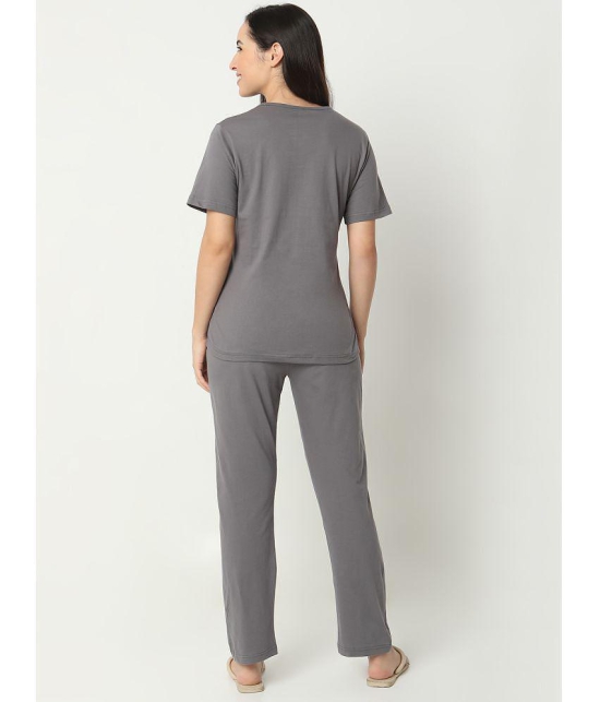 Smarty Pants Grey Cotton Women's Nightwear Nightsuit Sets ( Pack of 1 ) - None