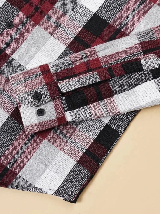 Paul Street Cotton Blend Slim Fit Checks Full Sleeves Mens Casual Shirt - Maroon ( Pack of 1 ) - None