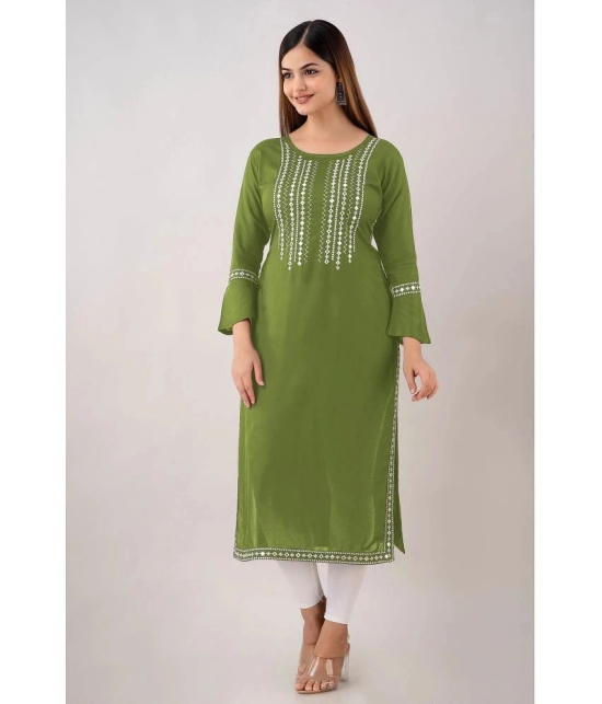 Kapadia - Green Rayon Womens Straight Kurti ( Pack of 1 ) - None