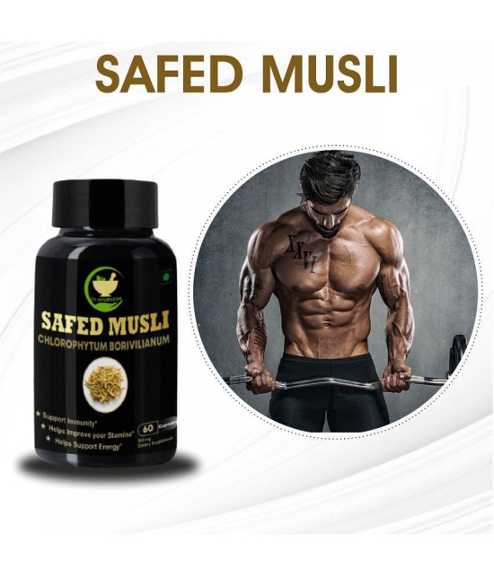 FIJ AYURVEDA Safed Musli Extract Capsule for Stamina & Strength, 60 Capsules