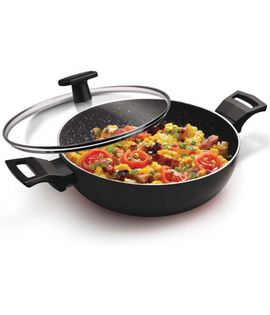 Milton Pro Cook Granito Induction Kadhai With Lid, 26 cm / 3.4 Litre, Black