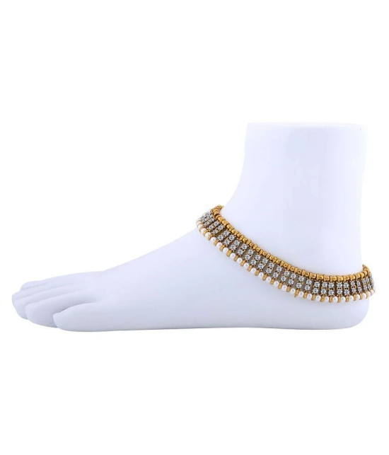 SILVER SHINE Traditional Golden White Diamond And Pearl Anklet For Women And Girl. - Multi Color