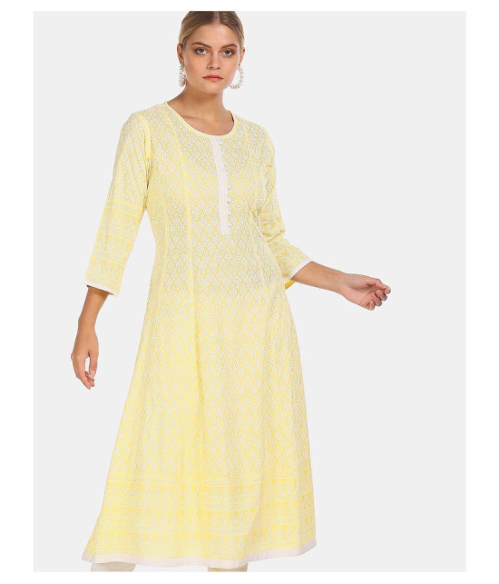 Anahi - Yellow Cotton Women's Flared Kurti ( Pack of 1 ) - XXL