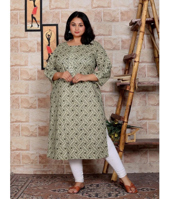 JC4U Cotton Blend Printed Straight Womens Kurti - Green ( Pack of 1 ) - None