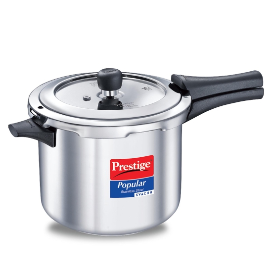 Prestige Popular Svachh Spillage Control Stainless Steel Pressure Cooker, 5 L (Silver)