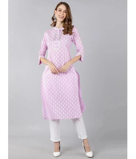 KIPEK - Purple Cotton Womens Straight Kurti ( Pack of 1 ) - None