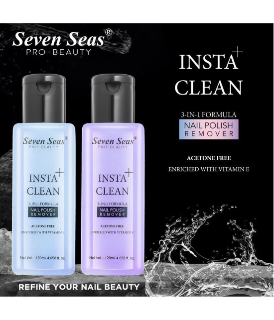 Seven Seas Insta Clean Acetone Free Enriched With Vitamin E|Nail Polish Remover(Blue-Purple)Pack of2