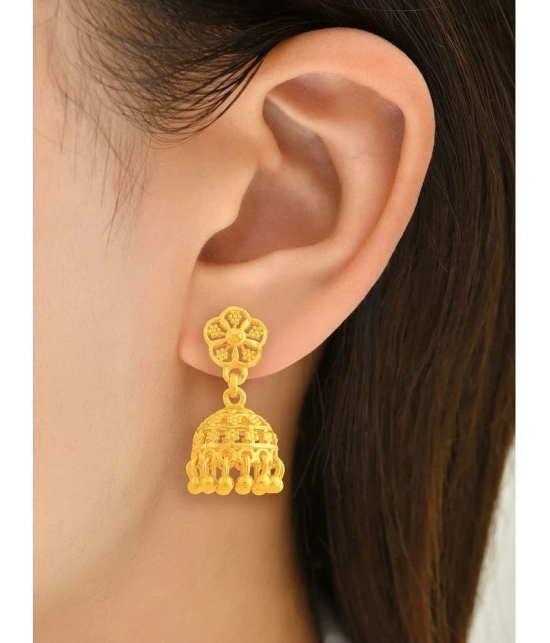 LUV FASHION Golden Jhumki Earrings ( Pack of 1 ) - Golden