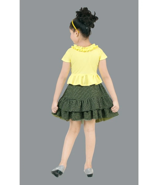 Coxxup Yellow Crepe Girls Top With Skirt ( Pack of 1 ) - None