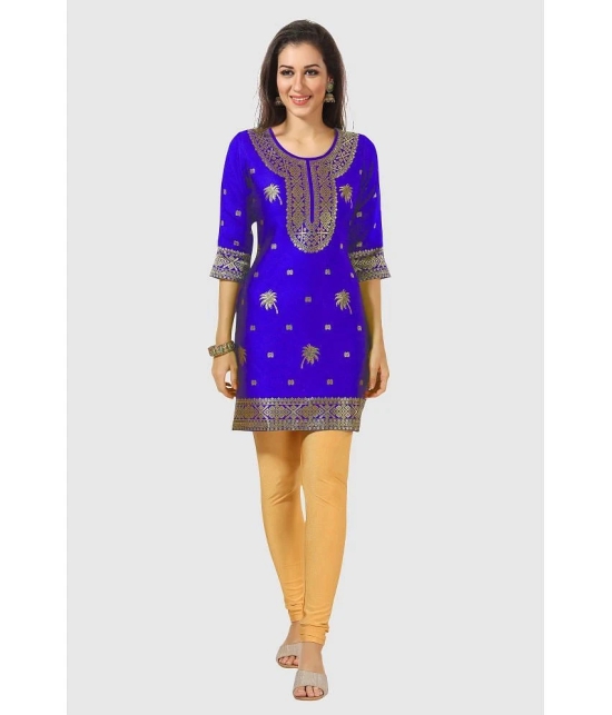 Meher Impex - Blue Art Silk Womens A-line Kurti ( Pack of 1 ) - None