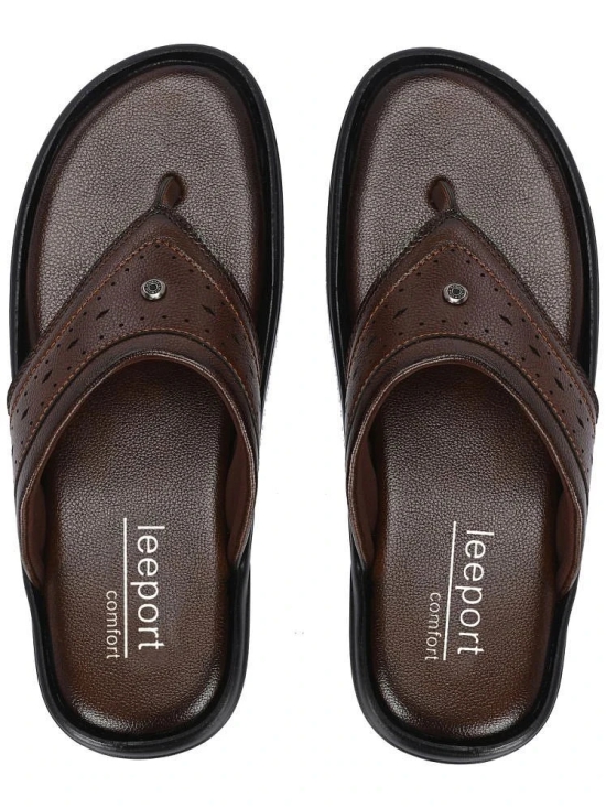 Leeport Tan Mens Leather Slipper - None