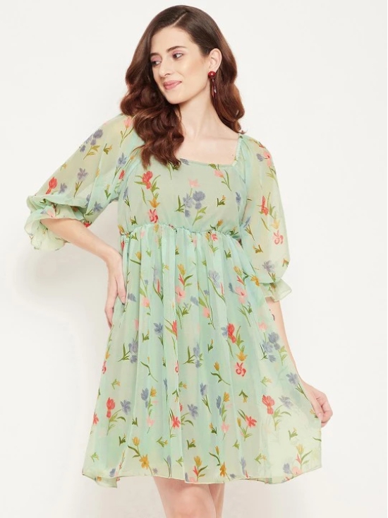 Floral Printed Georgette Empire Dress