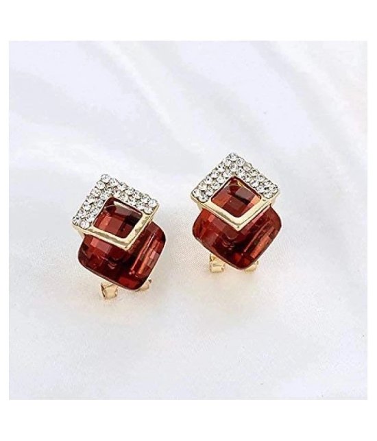 YouBella Stylish Party Wear Jewellery Gold Plated Studs Earrings for Women (RED)(YBEAR_32071) - Red