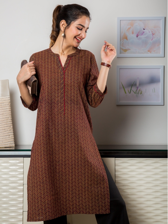 Raisin Ajrakh Kurta-XL